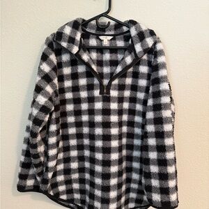 Black and White Checkered Fleece Pullover